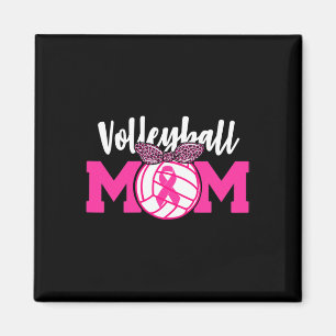 Aimant Volleyball Maman Pink Ribbon Conscience du cancer 