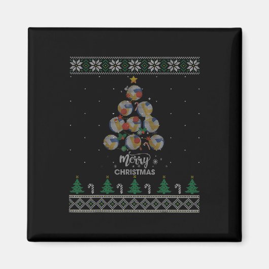 Aimant Volleyball Noël Arbre Noël Cadeau De Noël Pour Vol (Devant)