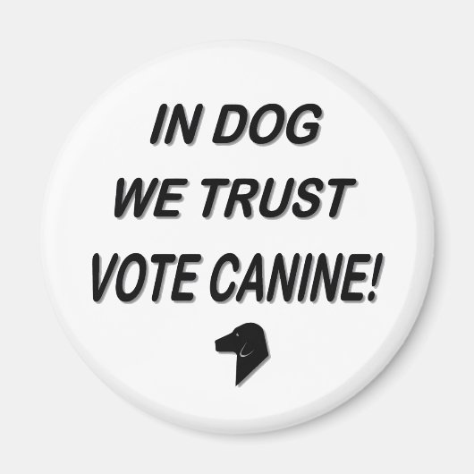 Aimant Vote Chien avec bouton Texte noir (Devant)