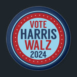 Aimant Vote Harris Walz pour l'élection présidentielle de<br><div class="desc">Votez pour Kamala Harris et Tim Walz pour le président et vice-président des États-Unis d'Amérique aux élections de 2024. Un aimant cool bleu et rouge pour les électeurs démocrates lors de l'élection présidentielle.</div>