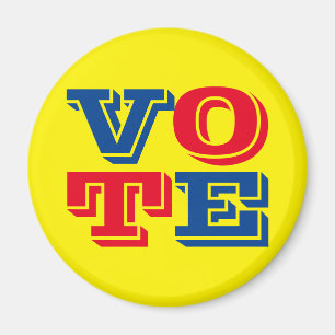 Aimant VOTE texte personnalisé et couleurs Jaune rouge b