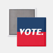 Aimant "Voter" lettres blanches, arrière - plan bleu roug (Recto/Verso)