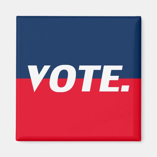 Aimant "Voter" lettres blanches, arrière - plan bleu roug (Devant)