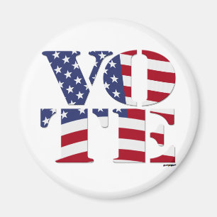 Aimant VOTEZ "V O T E" avec DRAPEAU DES ÉTATS-UNIS