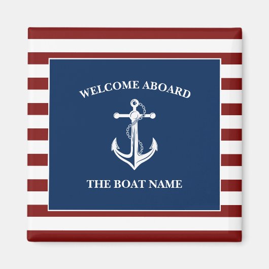 Aimant Votre Ancre de nom de bateau (Devant)