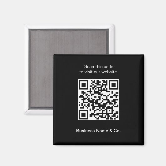 Aimant Votre code QR noir blanc promotionnel (Recto/Verso)