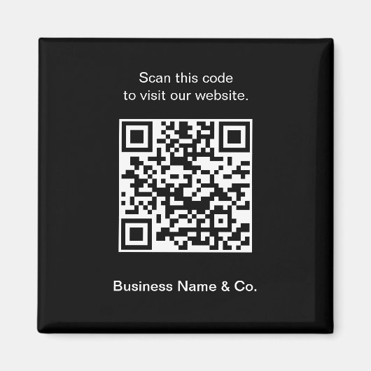 Aimant Votre code QR noir blanc promotionnel (Devant)