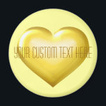 Aimant Votre coeur de verre doré personnalisé<br><div class="desc">Cet aimant est doté d'un coeur doré à l'apparence de verre, superposé par un modèle de texte personnalisable. Grand avantage de sauver la date ou la fête pour fiançailles, douche nuptiale, baby shower, Saint Valentin et fête d'anniversaire. Une image de coeur d'or est idéale pour un 50e anniversaire de mariage,...</div>