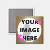 Aimant Votre image Gold Glittery Hearts (Recto/Verso)