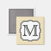 Aimant Votre Lettre. Monogramme personnalisé. Polka Beige (Recto/Verso)