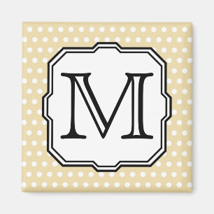 Aimant Votre Lettre. Monogramme personnalisé. Polka Beige