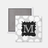 Aimant Votre Lettre, Monogramme. Pots à plat noir. (Recto/Verso)