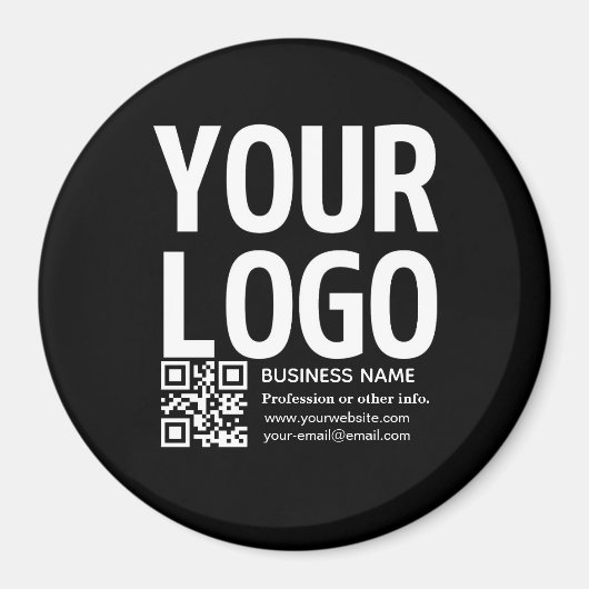 Aimant Votre logo avec code QR et texte modifiables (Devant)