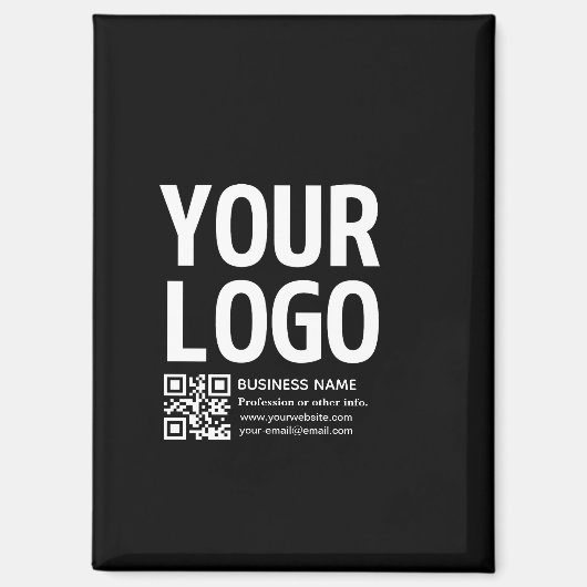 Aimant Votre logo avec code QR et texte modifiables (Recto)