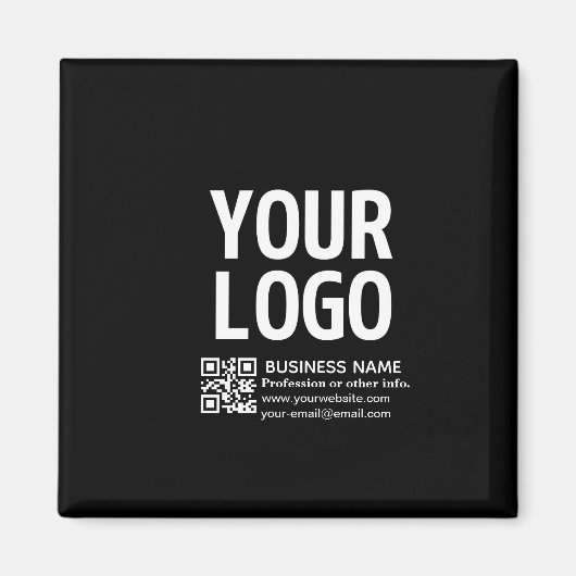 Aimant Votre logo avec code QR et texte modifiables (Devant)