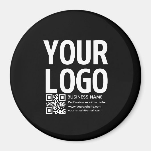 Aimant Votre logo avec code QR et texte modifiables (Devant)