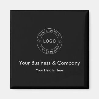Aimant Votre logo d'entreprise sur personnalisé noir