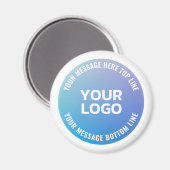 Aimant Votre logo | Ombre dégradée bleu-violet et texte c (Recto/Verso)