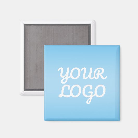 Aimant Votre logo & ombre simple moderne | Bleu clair (Recto/Verso)