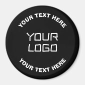 Aimant Votre logo ou image et texte modifiable | Noir & B (Devant)