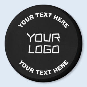 Aimant Votre logo ou image et texte modifiable Noir et