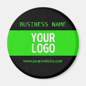 Aimant Votre logo ou image | Noir et vert brillant (Devant)