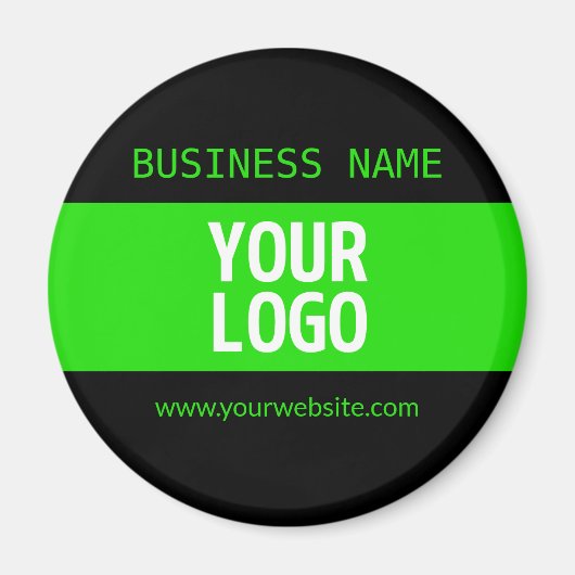 Aimant Votre logo ou image | Noir et vert brillant (Devant)