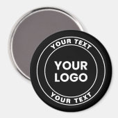 Aimant Votre logo téléchargé + texte circulaire gras  (Recto/Verso)