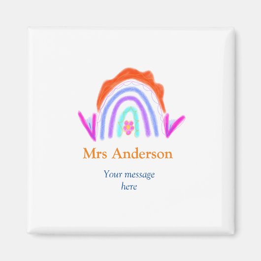 Aimant Votre message e ajouter nom de texte rainbow profe (Devant)