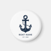 Aimant Votre nom de bateau Ancre Bleu  (Devant)