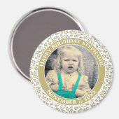 Aimant Votre photo 85e anniversaire Motif | Or/Blanc (Recto/Verso)