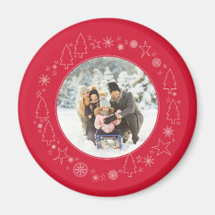 Aimant Votre photo avec Original Handrawn Christmas Wreat