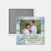 Aimant Votre photo Floral Spring Enregistrer l'aimant Dat (Recto/Verso)