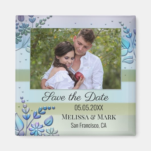 Aimant Votre photo Floral Spring Enregistrer l'aimant Dat (Devant)