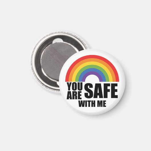 Aimant Vous Êtes En Sécurité Avec Moi LGBTQ Rainbow Pride (Recto/Verso)