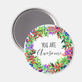 Aimant Vous Êtes Formidable Floral Aquarelle Bleu Vert (Recto/Verso)