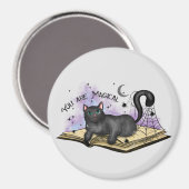 Aimant Vous Êtes Magique - Mystique Chat Noir & Livre Vin (Recto/Verso)