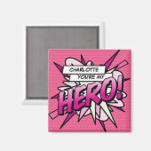 Aimant Vous êtes mon HERO Fun Retro Comic Book Pink (Recto/Verso)