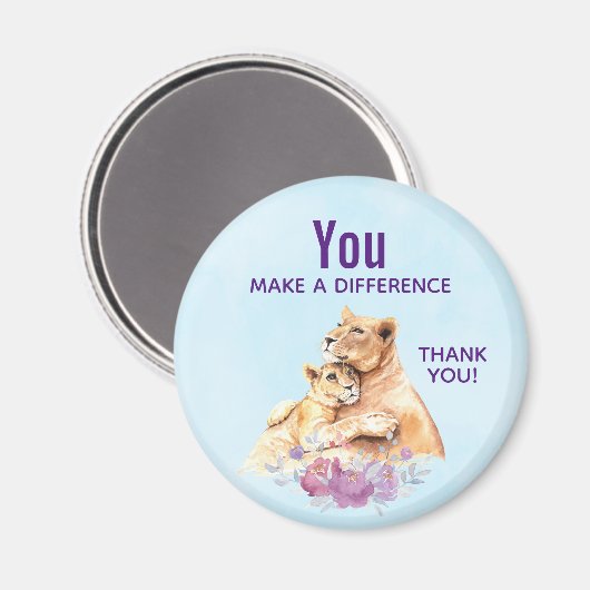 Aimant Vous faites une différence Aquarelle Lion & Cub (Recto/Verso)