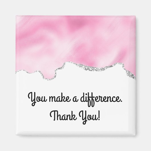 Aimant Vous faites une différence Pink & Silver Faux Pail (Devant)