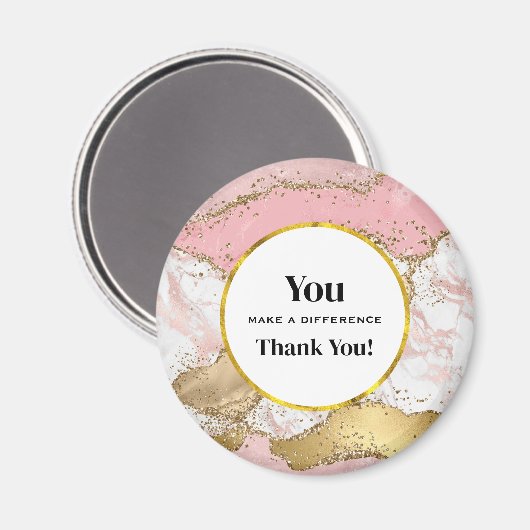 Aimant Vous faites une différence Rose marbre rose or (Recto/Verso)