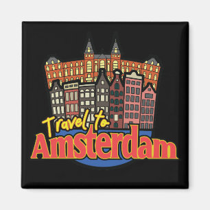Aimant Voyage à Amsterdam Pays-Bas Vintage