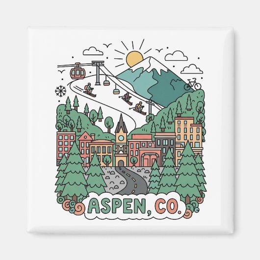Aimant Voyage à Aspen Colorado (Devant)