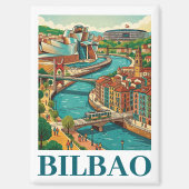 Aimant Voyage à Bilbao Espagne - Architecture Colorée (Recto)