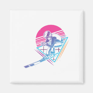 Aimant Voyage à ski Ski Rétro Vintage 80s 90s