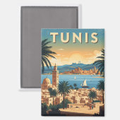Aimant Voyage à Tunis Tunisie Vintage (Recto/Verso)