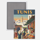 Aimant Voyage à Tunis Tunisie Vintage (Recto/Verso)