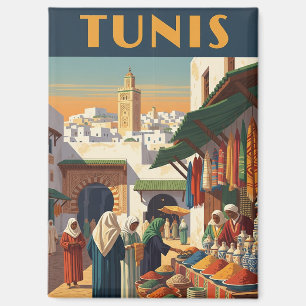 Aimant Voyage à Tunis Tunisie Vintage