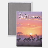Aimant Voyage au coucher du soleil au Botswana (Recto/Verso)