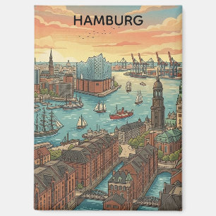 Aimant Voyage Classique Vintage Hambourg Allemagne